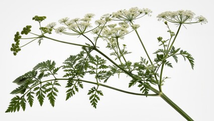 Fototapeta premium Whole plant of Poison Hemlock (Conium maculatum var. montanum) isolated, white background