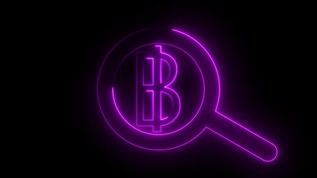 Neon line searching for bhat using magnifying glasses. neon Professional Search Bar Icon Approaching using a magnifying glass Showcasing.