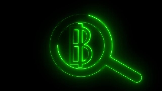 Neon line searching for bhat using magnifying glasses. neon Professional Search Bar Icon Approaching using a magnifying glass Showcasing.