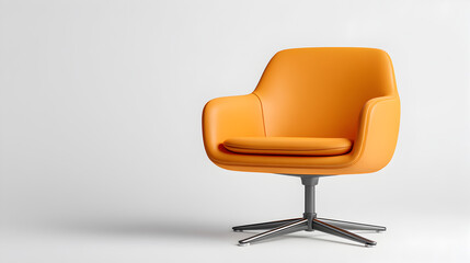 an eye-catching modern orange chair, showcasing contemporary design. The chair sits against a minimalist backdrop