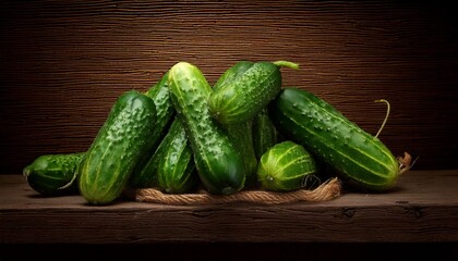 The cucumber and some cucumber slices on the table look so delicious