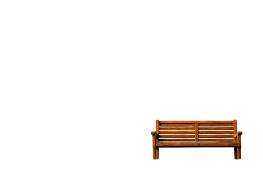 Isolated Brown Wooden Park Bench on Transparent Background, PNG