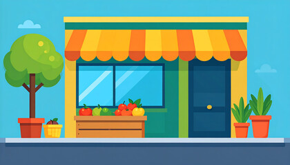 Flat illustration of a seasonal fruit shop
