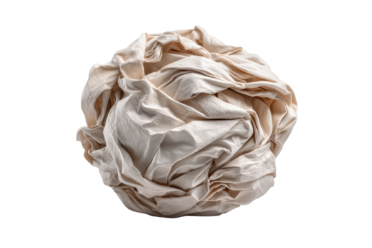 PNG Crumpled white fabric ball on black background