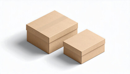 Isometric view of a cardboard packaging box mockup