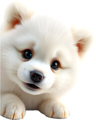 Obraz premium harming Samoyed dog illustration with fluffy white fur and sweet smile, perfect for design projects. 