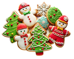 Colorful Christmas Cookies in Festive Shapes &ndash; Snowmen, Trees, and Holiday Decorations
