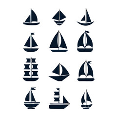Sailboat Silhouettes Set