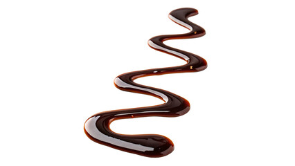 A ribbon like shape of dark fish sauce spill isolated on transparent background