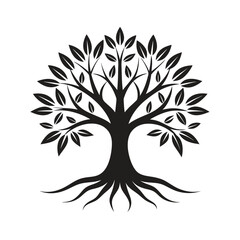 Obraz premium Tree black silhouette vector on white background