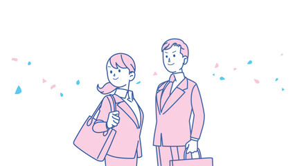 スーツ姿の男女のイラスト
