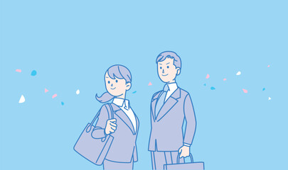 スーツ姿の男女のイラスト