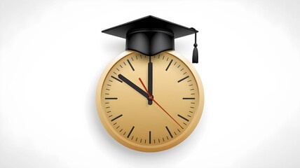 Time for Graduation: A Golden Clock with Graduation Cap