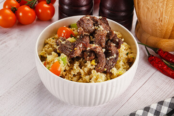 Traditional couscous with beef and vegetables