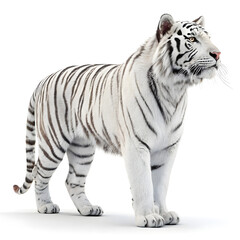 Obraz premium A stylized hyper-realistic CGI tiger standing strong with detailed fur and intense eyes.