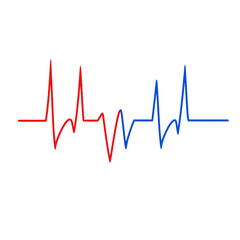Heartbeat line in red and blue colors. PNG image, transparent background