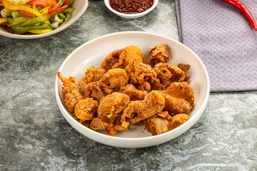 Golden crispy Breaded calamari snack