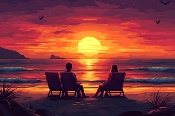 A seaside couple in the sunset glow