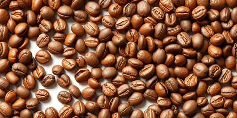 Obraz premium Seamless vector pattern of brown coffee beans; ideal for coffee shop print & decor, pattern design, coffee shop