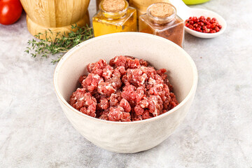 Raw beef minced meat for cooking
