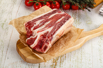 Raw beef ribs for cooking