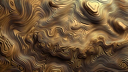 Abstract gold and brown 3D topographic map texture background.