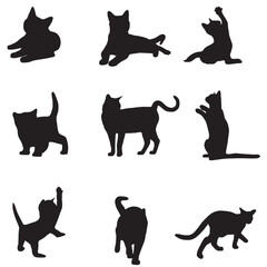 black silhouettes of cats vector