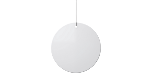 Blank Round Tag Hanging on String Perfect for Branding Design Mockup or Holiday Ornament