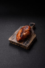 Chicken breast, grilled fillet, meat meal on a plate. Grilled poultry for dinner