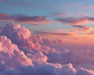 Serene clouds illuminated by a colorful sunset sky.