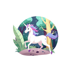 Magical Unicorn in a Forest