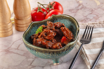 Hungarian goulash with beef meat