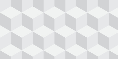 Seamless white geometric cube creative concept triangle overlapping overlap square technology texture. geometric digital cubes fabric and wallpaper grid block texture background.