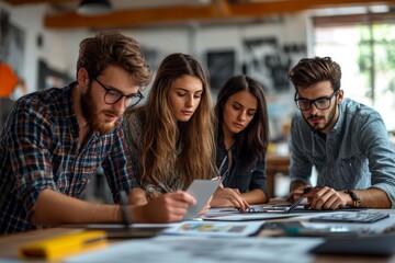 Group of young business people and designers.They working on new project.Startup concept