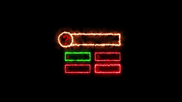 Quiz Neon Line Animation with option selection, Quiz template challenge with option selection, quiz game animation.