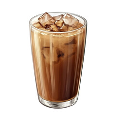Iced chai latte isolated on white and transparent background
