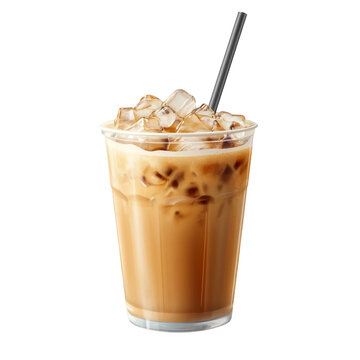 Iced chai latte isolated on   white and transparent background