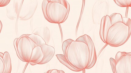Delicate Tulip Sketch Pattern for Elegant Designs, Backgrounds, and Artistic Projects