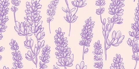 Delicate Lavender Bloom Pattern in Purple for Fabrics and Wallpapers use for feminine and charming projects