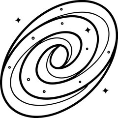 Galaxy spiral in space theme line art vector illustration 
