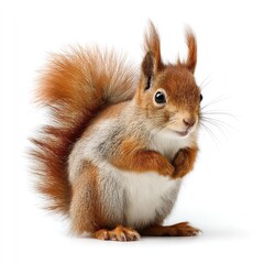 Stock photo of cute squirrel animal wildlife rodent isolated on white background looking at the camera