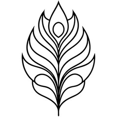 Obraz premium Peacock feather pattern line art vector illustration