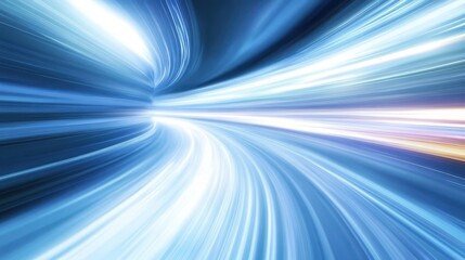 Moving Velocity. Future Tech Concept with Glowing Light Blue Motion Lines