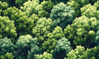 Naklejka premium Seamless pattern background of a lush forest scene with a dense canopy of trees in various shades of the green tranquility of nature