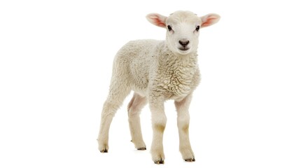 Fototapeta premium Cute White Lamb on a White Background