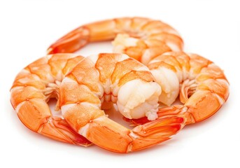 Cooked shrimps isolated on transparent background