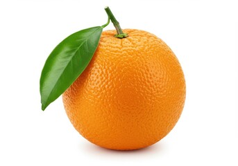 Orange with leaf isolated on transparent background