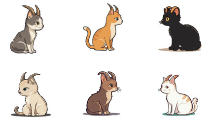 Fototapeta premium Adorable White Cat Sitting - Whimsical Animal Profile View