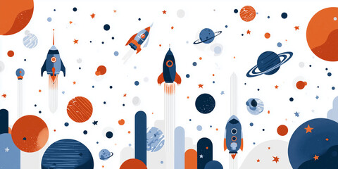 space-themed father’s day card with planets and rockets