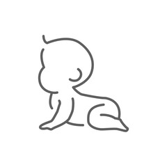 Baby crawling icon. Simple outline symbol. Line style small kid silhouette. Infant isolated. Editable stroke